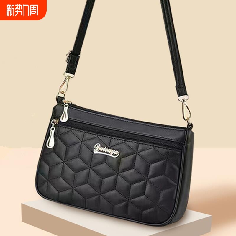 真皮质感女包时尚中年妈妈包多层大容量单肩婆婆买菜包斜挎小方包