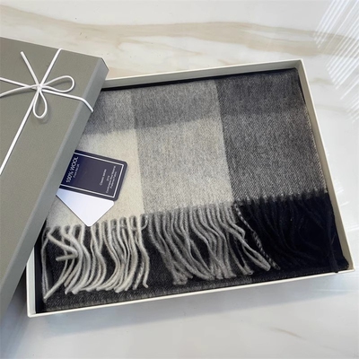 100%纯羊毛围巾格子冬季高级感保暖新款围脖送礼物披肩滑雪骑行