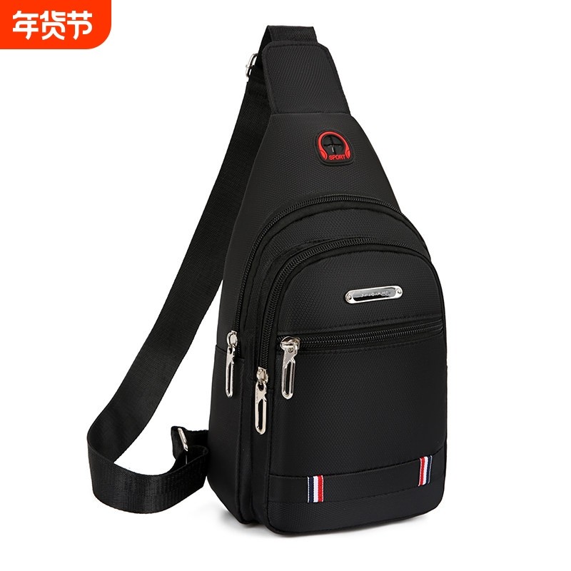 新款胸包男士包包单肩斜挎包休闲斜跨包牛津布胸前斜背包潮小男包