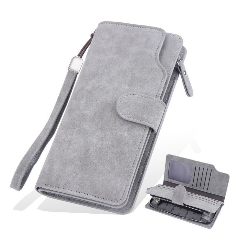 钱包男长款拉链搭扣皮夹大容量手拿包多卡位手机一体卡包男士钱夹