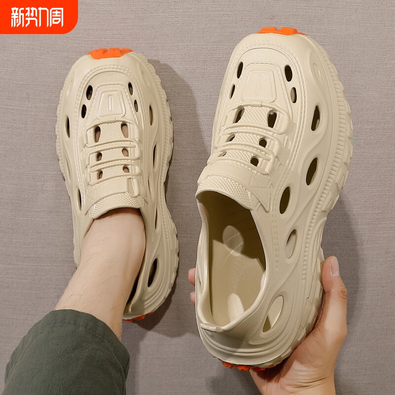 男士洞洞鞋夏季开车厚底防滑防臭透气凉鞋沙滩外穿溯溪鞋男款拖鞋