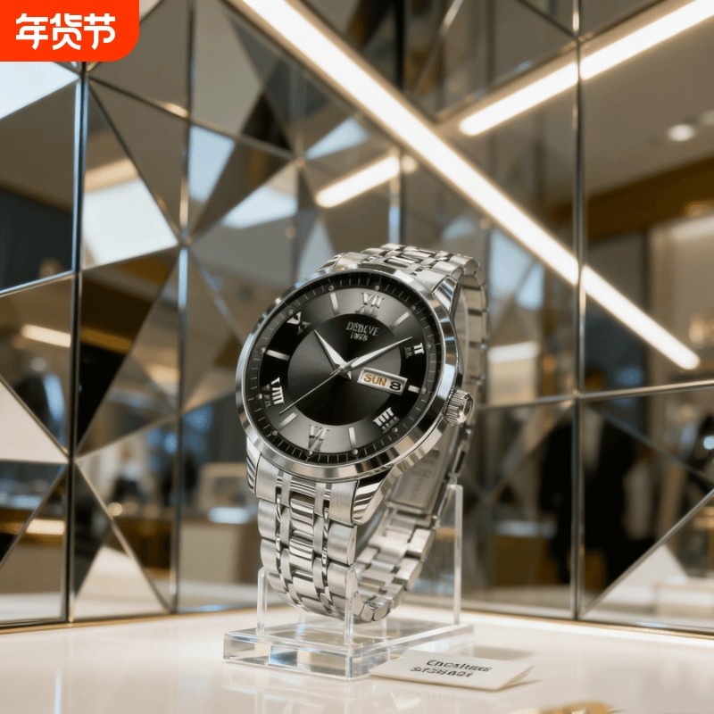 全自动男表手表男款机械风全自动防水数字双日历防水腕表男高级感