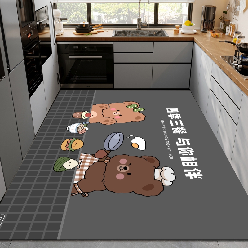 卡通硅藻泥厨房地垫防滑贴地吸水