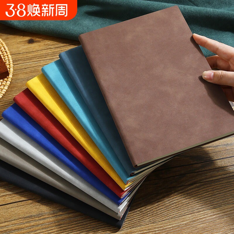 羊巴皮笔记本子a5本子加厚记事本商务皮面工作本办公简约日记本logo随身小号ins复古小本子记录红色大学生