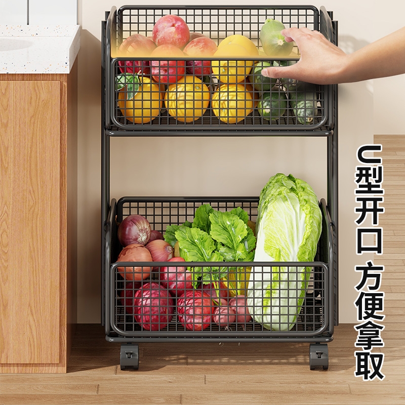 厨房置物架多功能落地放菜小推车