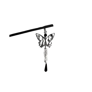 水墨蝴蝶平安扣流苏发簪清雅古风清冷感发钗女新中式发饰三件贝壳