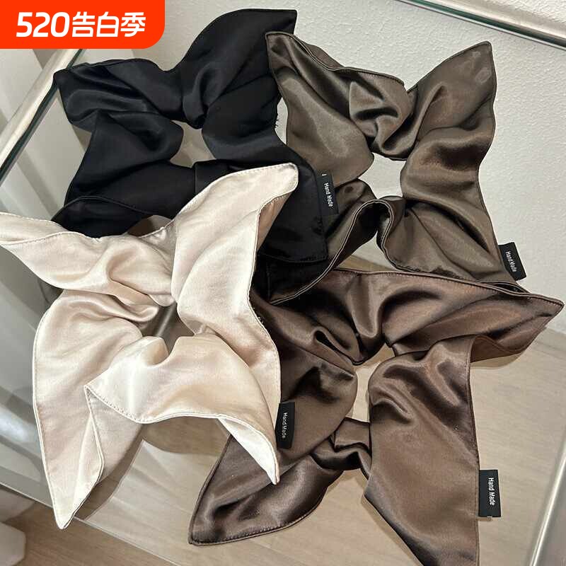 韩国东大门复古光泽感缎面方巾发圈大肠圈气质简约布艺发绳头绳女