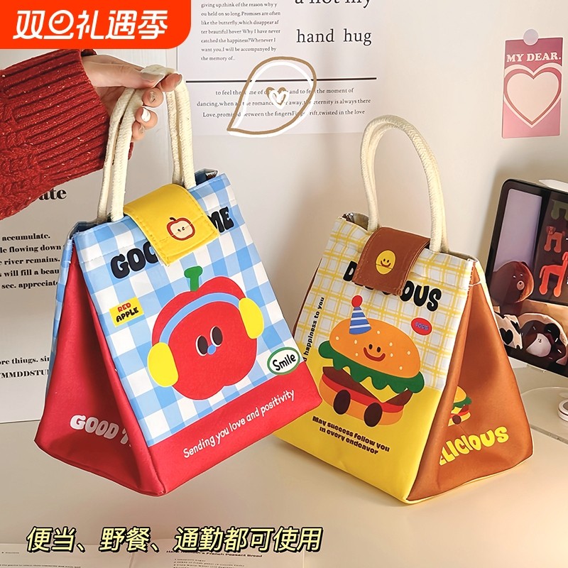 可爱保温饭盒袋冬季学生上班族带饭餐包便当袋加厚铝箔便携手提包