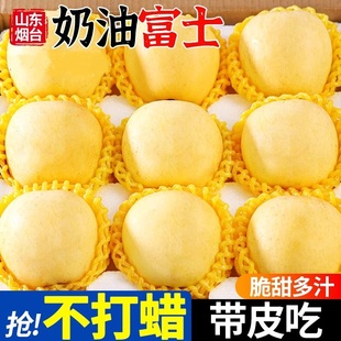 山东黄金奶油富士苹果现摘头茬新鲜水果当季冰糖心牛奶脆甜包邮