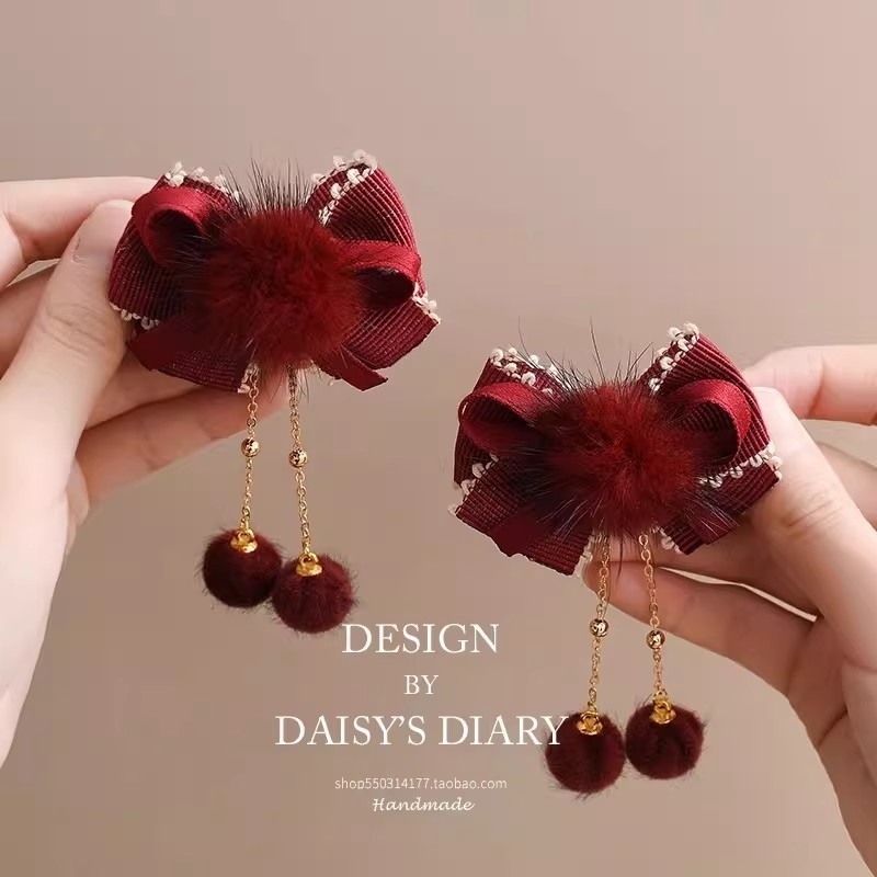 儿童发夹古风夹子红色新年宝宝蝴蝶结头饰小女孩汉服发饰女童发卡,饰品/流行首饰/时尚饰品新,发饰,淘宝优惠券,粉丝福利购,淘宝优惠卷