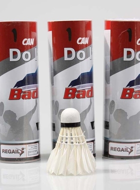 Regail羽毛球803-5 台纤头弯毛羽毛球5只装 初级训练用羽毛球批发