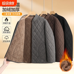 男士东北防寒冬季新款中老年棉服加绒加厚宽松大码外穿棉袄外套