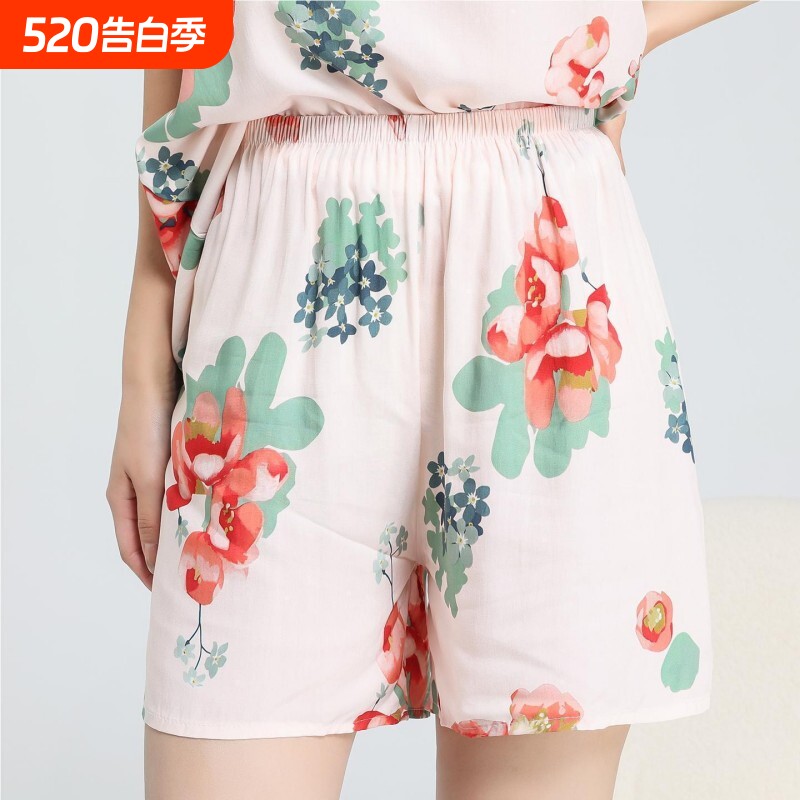 桑维亚棉绸短裤女夏季夏薄款休闲高腰睡裤宽松五分裤可外穿家居裤