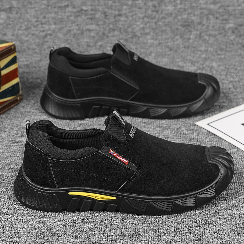 品牌断码新款男鞋秋季劳保鞋低帮一脚蹬厚底工作鞋工装潮鞋时尚休