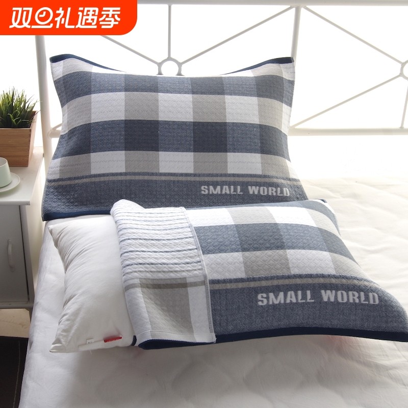 纱布枕巾一对透气柔软高档情侣加大加厚枕头盖巾成人四季单人吸汗