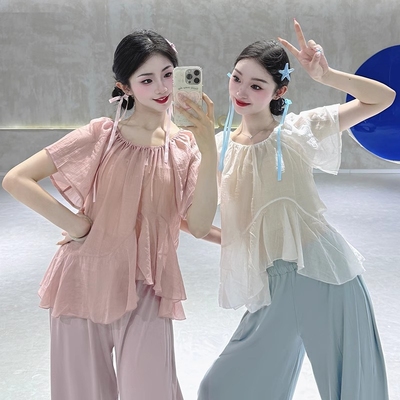 舞蹈上衣女款新款现代舞中国舞服装日常可穿夏天古典舞练功服白色