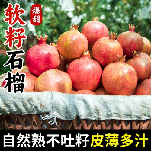 四川会理正宗突尼斯软籽石榴新鲜当季水果四川会理红宝石石榴整箱