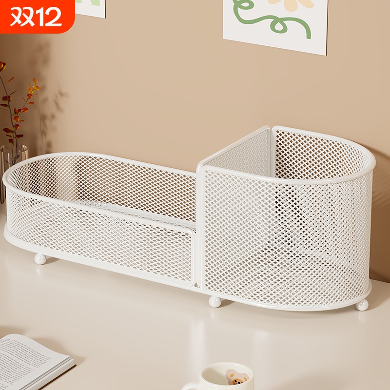 书房学生桌面多功能收纳架简约金属大容量文具收纳盒马克笔画笔彩笔笔桶超大书桌整理神器儿童笔筒笔架展示架