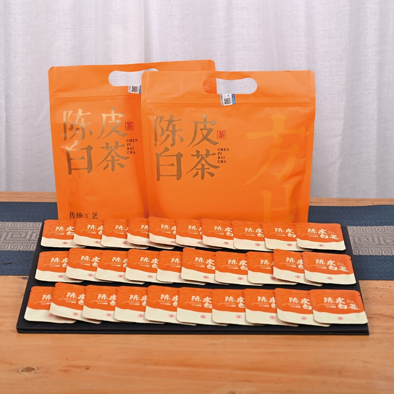 2018陈皮白茶50片福鼎老白茶寿眉新会小包装小方片口粮茶岁月自然