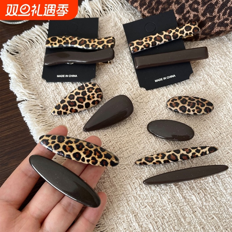2025新款高级感气质韩系豹纹发夹女时尚侧边刘海边夹碎发卡子头饰
