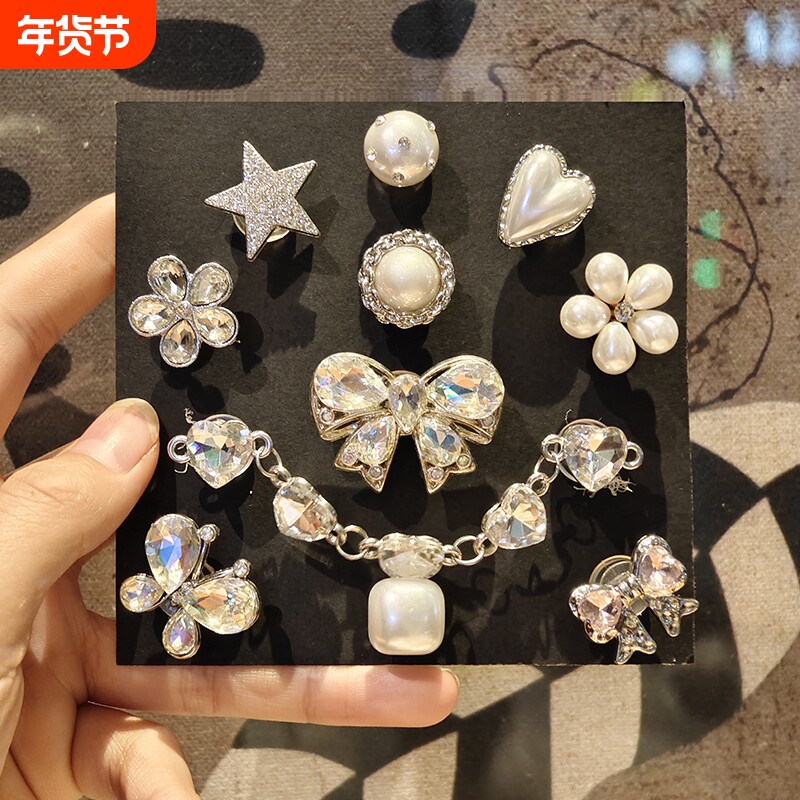 原创“钻石蝴蝶”洞洞鞋配饰立体鞋花crocs适配通用鞋扣diy可