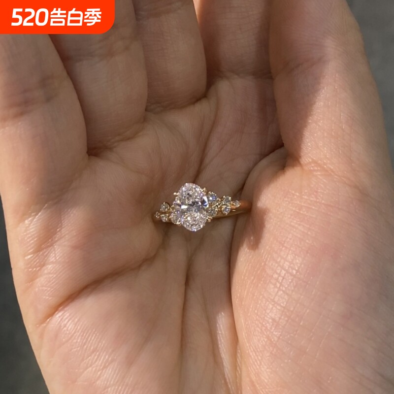 爆闪鸽子蛋戒指女款2025新款高级感轻奢精致锆石食指戒指环可调节