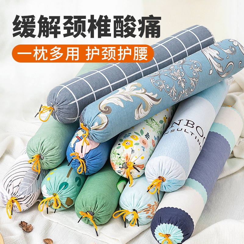 荞麦枕头成人决明子护颈椎枕专用助睡眠小圆柱枕芯单人一只装硬枕