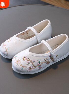 女童绣花鞋中国风民族汉服鞋雀瓶