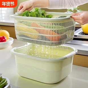 新款超大洗菜盆塑料菜篮子洗菜篮洗水果水果盆果篮厨房镂空沥水篮