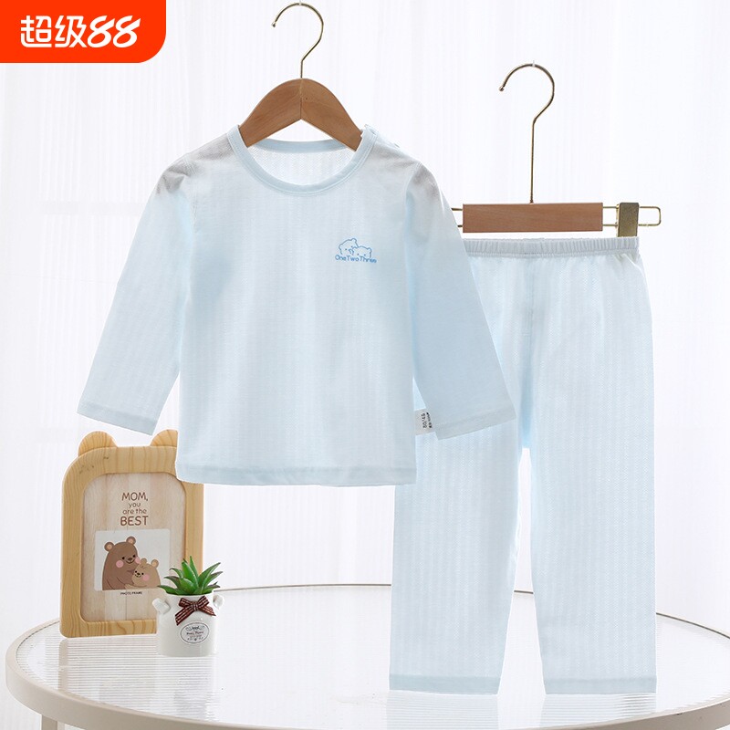 宝宝衣服夏季薄款纯棉分体套装男童女童空调服儿童家居服睡衣服图片