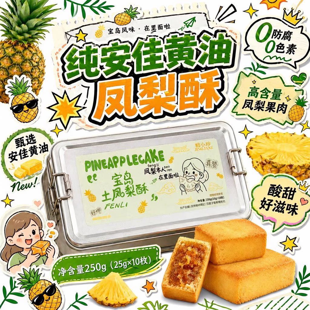 台湾金钻土凤梨酥厦门特产闽台糕点零食伴手礼现货铁盒好吃点心