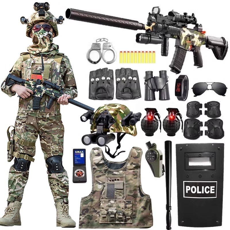 儿童特种兵套装玩具枪男孩军装软弹枪迷彩衣服装备金属冲锋头盔