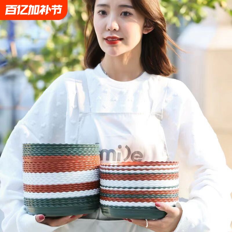 花盆托盘底座圆形树脂塑料大托盘接水盘底座绿萝多肉大号特大号