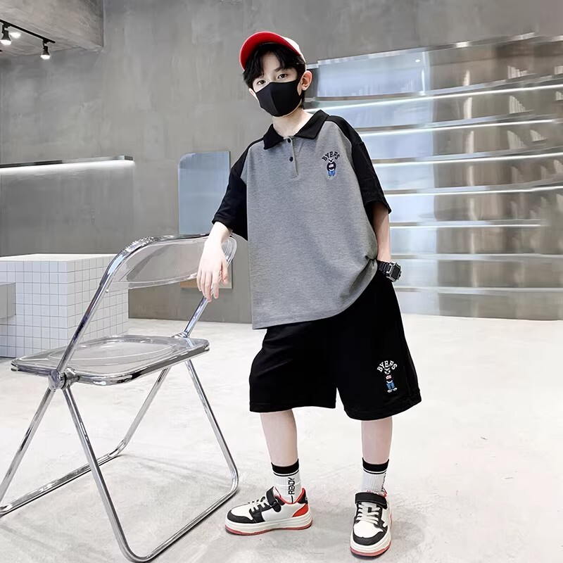 男童夏装套装2026新款男孩中大儿童夏季短袖POLO衫运动帅气时