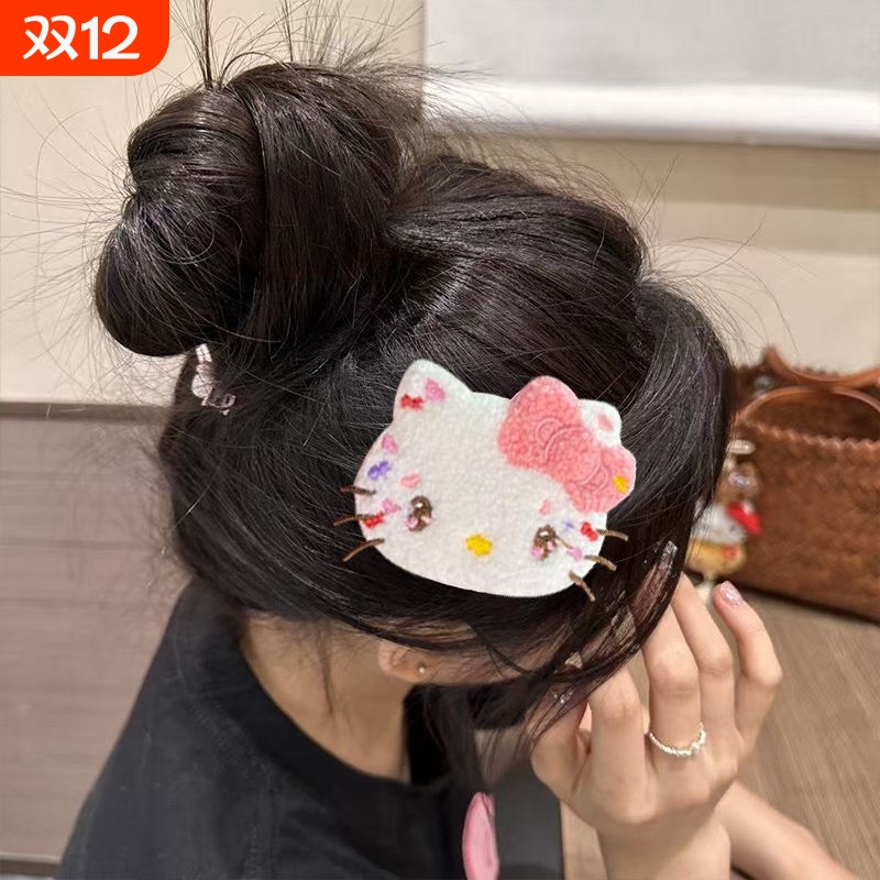 超可爱KT脑袋刘海整理甜美碎发少女发卡化妆发贴魔术面膜无痕发饰