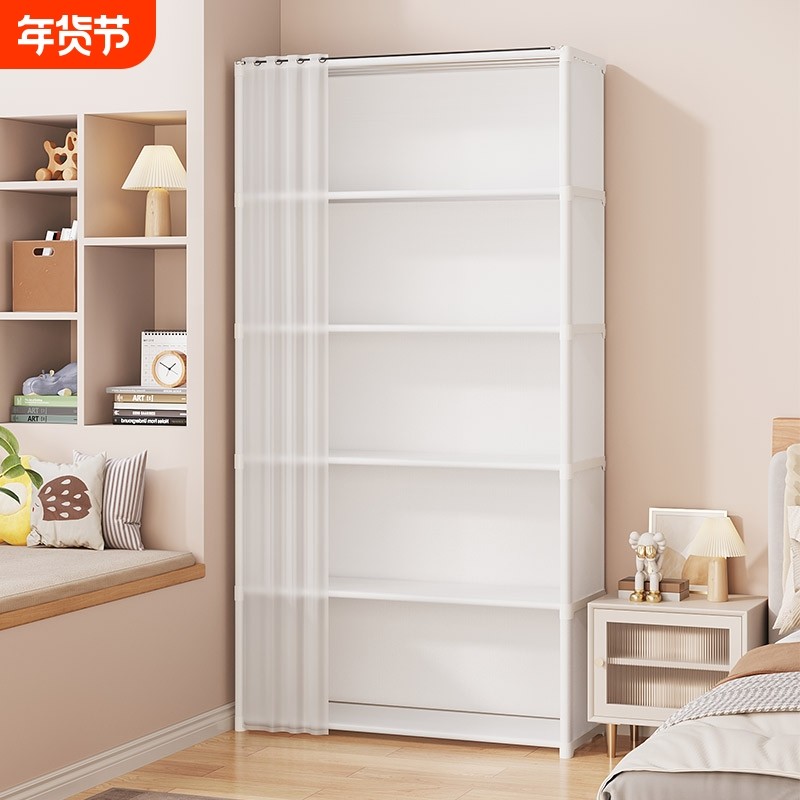 置物架客厅玩具零食玩偶防尘收纳架卧室落地衣服柜子分层架子带门