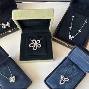 高定HW项链loop花型ins四叶草耳钉高级锁骨海蓝宝锁骨链女款