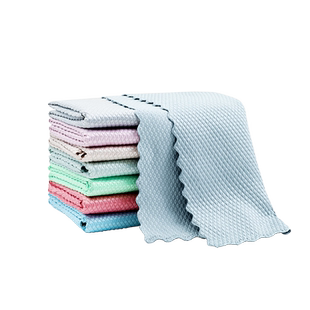 擦玻璃专用鱼鳞抹布不留痕家务清洁布厨房去油无痕吸水不掉毛毛巾