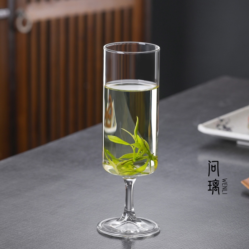 绿茶杯专用茶杯玻璃杯水杯个人高脚泡茶杯泡茶器耐高温轻奢高硼硅