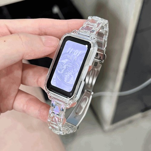 适用华为手环8/9表带7三珠镭射10腕带荣耀手环9/6/6Pro替换带智能手表快拆扣金属折叠男女生情侣个性ins夏天