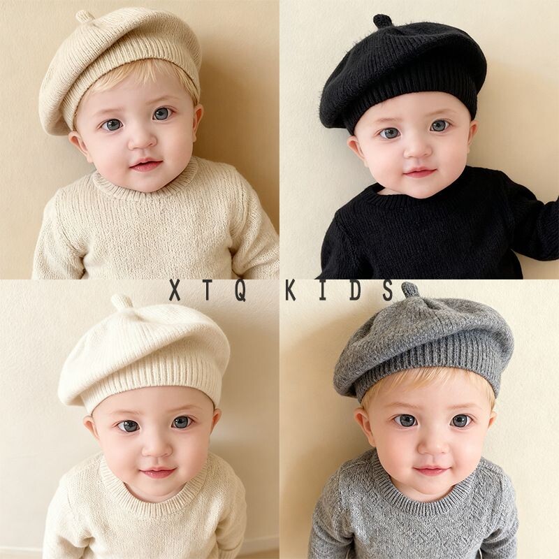 薄款针织帽婴儿帽子春秋宝宝贝雷帽男女儿童毛线纯色光板秋冬季潮
