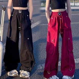 女童工装裤2025新款洋气夏季薄款美式裤子高腰宽松爵士舞休闲裤潮