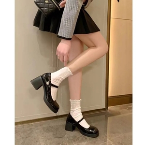 白色厚底法式玛丽珍女鞋2024春夏新款高小皮鞋气质单鞋高跟鞋
