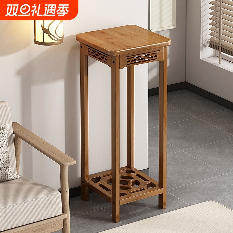 楠竹花架子客厅落地式置物架2024新款室内阳台实木多层花盆架中式