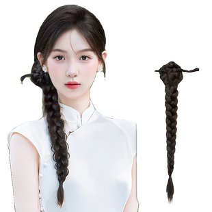 假发辫马尾女古风新中式高马尾假发抓夹旗袍汉服仿真发编发侧马尾