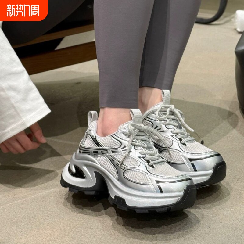 品牌断码爆款网面老爹鞋女2026夏季新款松糕厚底增高显瘦轻便休闲