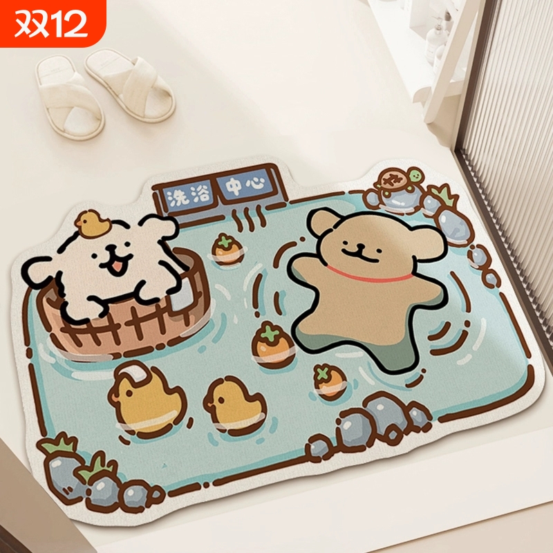 卡通硅藻泥浴室防滑地垫速干吸