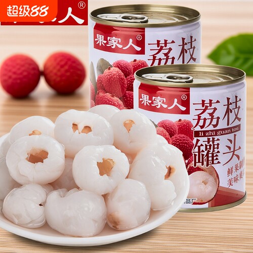 果家人新鲜荔枝罐头|千人加购