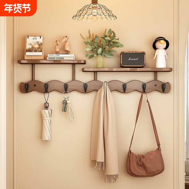 挂衣架墙上壁挂门后挂钩卧室玄关入户多功能不占空间免打孔衣帽架