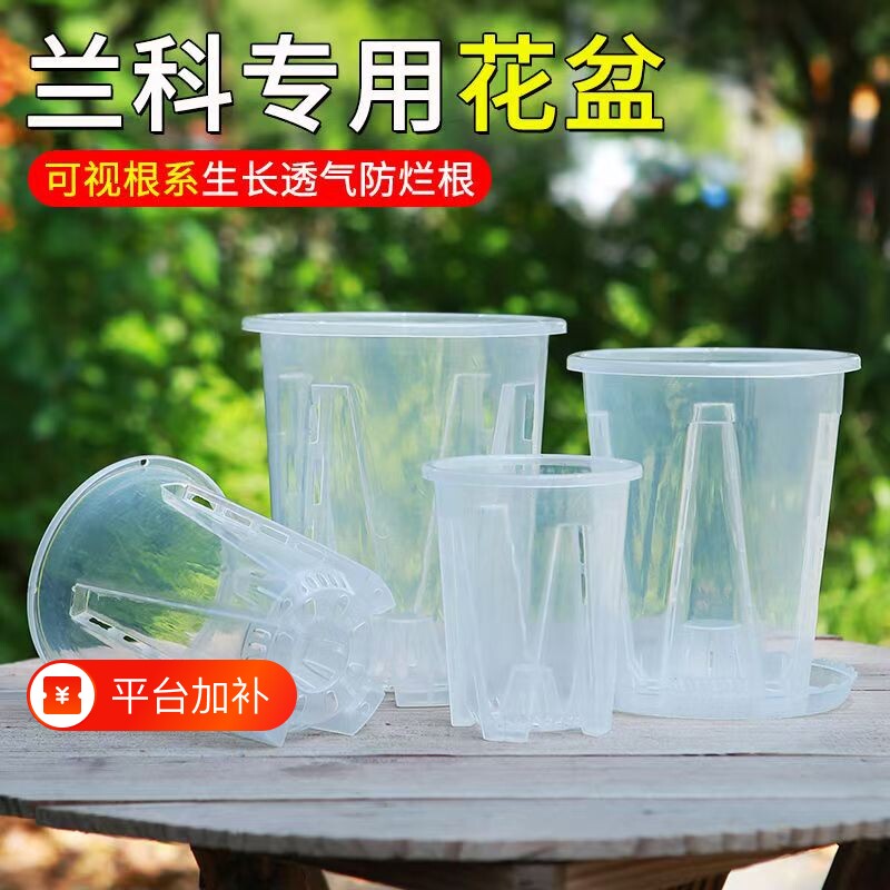 蝴蝶兰树脂花盆兰花水苔透明控根生根盆塑料镂空防烂家用田园阳台